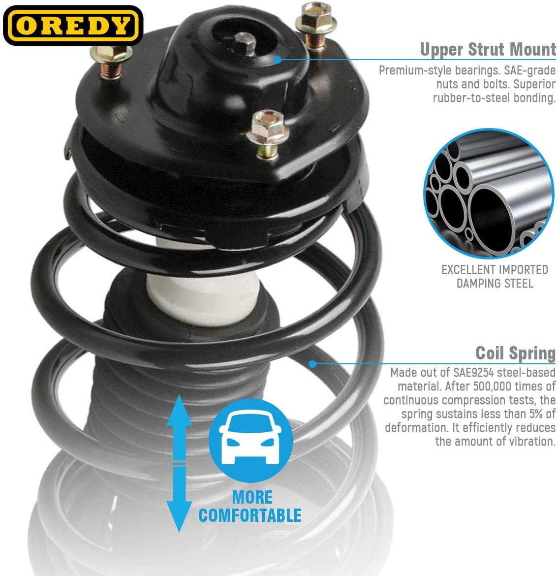 OREDY Front & Rear Struts Coil Spring Compatible with 4 Cylinder Engine 1997-2001 Toyota Camry 1999-2003 Solara