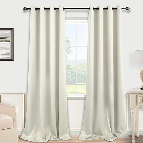 120 Inches Extra Long Curtains for Living Room 2 Panels Grommet Darkening Insulated Thermal 90% Blackout Drapery Tall Ceiling Curtain for Large Big Window Treatments Ideas Drapes,Cream/Off White/Ivory
