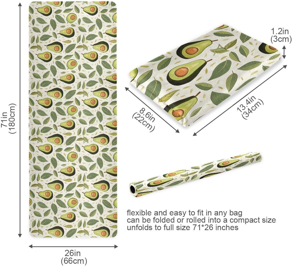 ALAZA Avocado Fruit Yoga Mat Non Slip Fitness Exercise Mat, Workout Mat for Yoga, Pilates and Floor Exercises