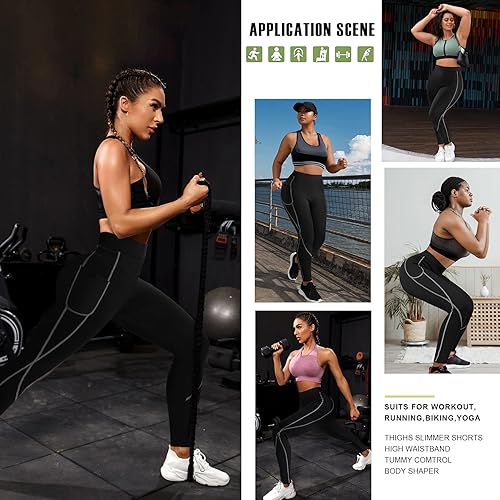 Miniatura 6 de TrainingGirl - Leggings de neopreno caliente con bolsillo lateral para mujeres, pants para sudar como en el sauna, pérdida de peso, ejercicio y