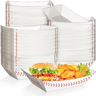 100Pack 5Lb Extra Large Paper Food Boat Trays,Baseball Birthday Decorations Baseball Party Favors,Disposable Paper Food Serving Tray Boat Plate for Snack Popcorn Burger Hotdog Taco Fries Nacho