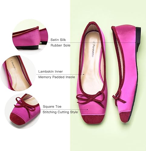 Miniatura 3 de C.Paravano Bailarinas Zapatos planos para mujer Planos de punta cuadrada Zapatos de ballet para mujer Zapatos planos elegantes para mujer