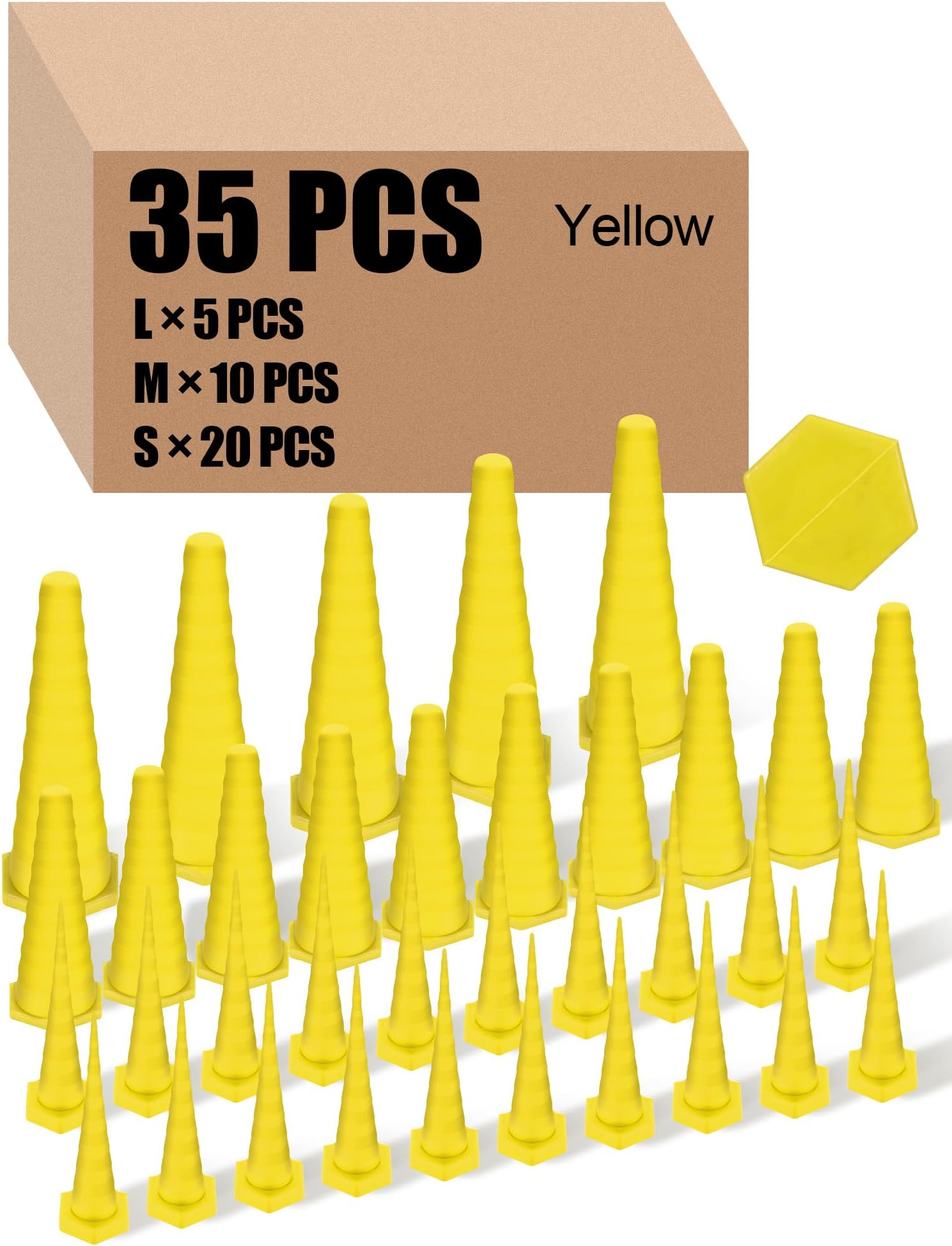 Hydraulic Oil Service Plugs Large Medium Small Sizes Multi Pack Rubber Drip Proof Hose Plugs Industrial Hydraulic Kit for Irrigation, 3 Sizes(35 Pcs,Yellow)