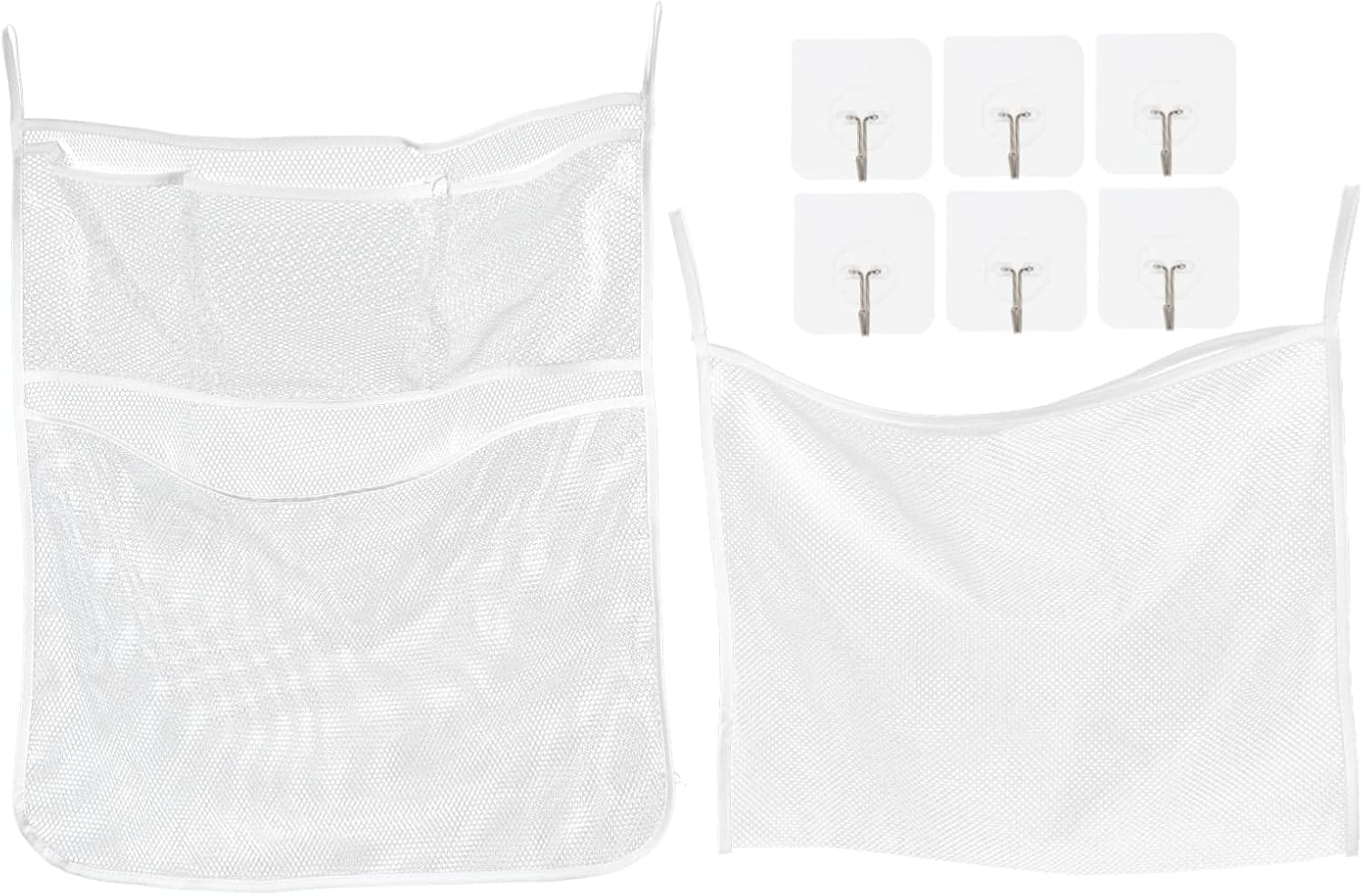 Cabilock 24pcs Boys and Girls Bath Toy Storage Mesh Bag Set Suction Cup Hooks Lightweight Capacity Organizer for Bath Toys and Sundries for Bathroom and Living Room Use