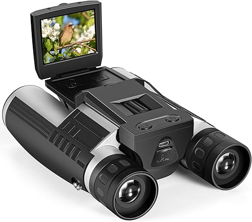 Binoculares digitales de 5M 2 pulgadas LCD de 16 GB con cámara 12X zoom videocámara de fotos para observación de aves, juego de fútbol y concierto