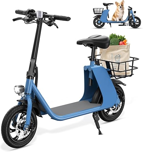 Miniatura 9 de SEHOMY 2 Seater Electric Scooter for Adults 330lbs, Folding Escooters with Seat, 850W Peak Motor, 2520 Miles Range, 2215.5 MPH, Storage Basket,