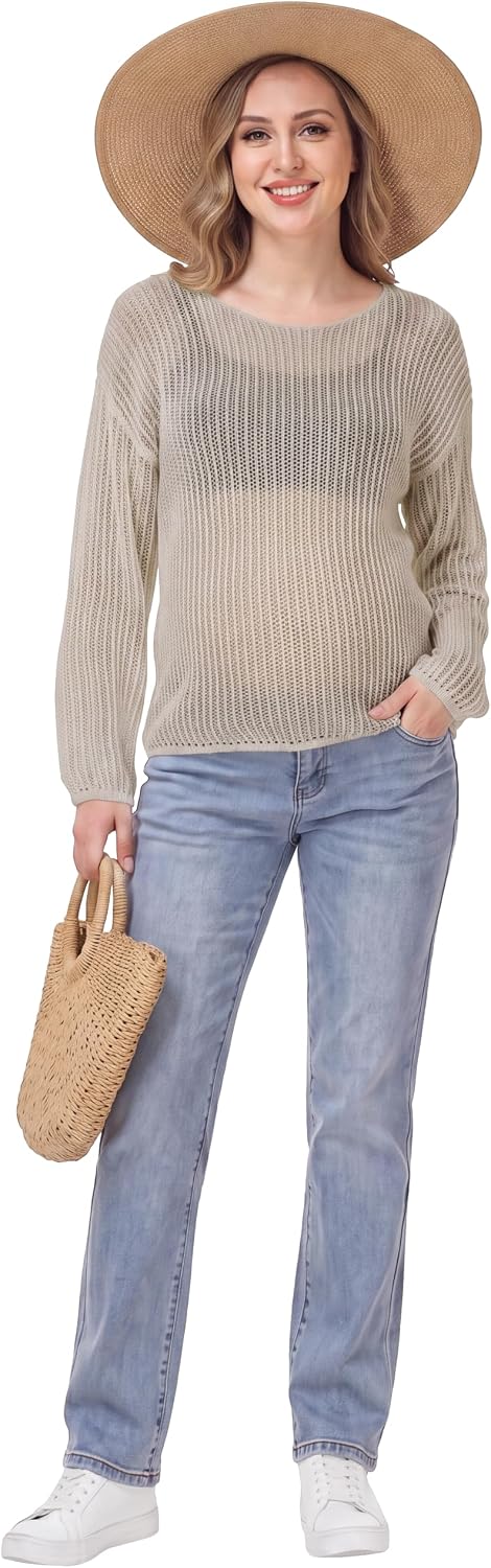 Foucome Maternity Sweaters Trendy Hollow Out Pregnancy Tops