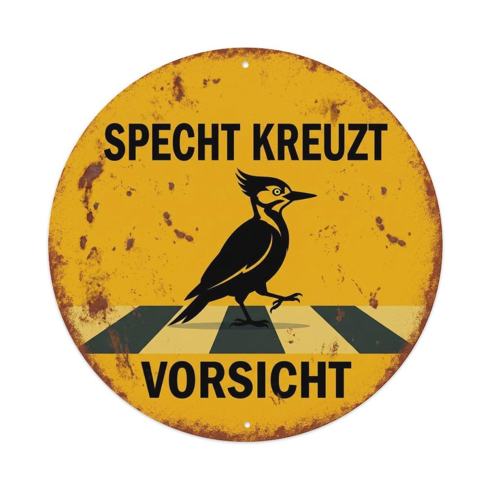 Woodpecker Crossing Vorsicht Heritage Metal Tin Sign