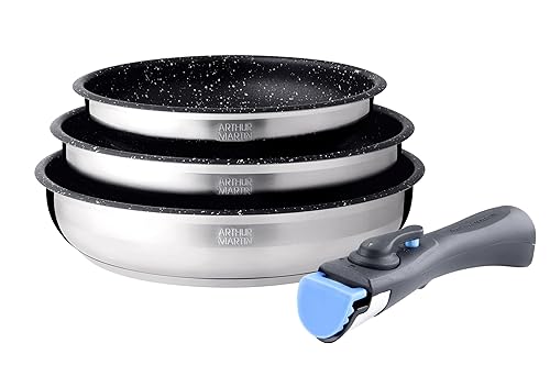 Arthur Martin AM9728 Set de 3 poêles avec revethement anti