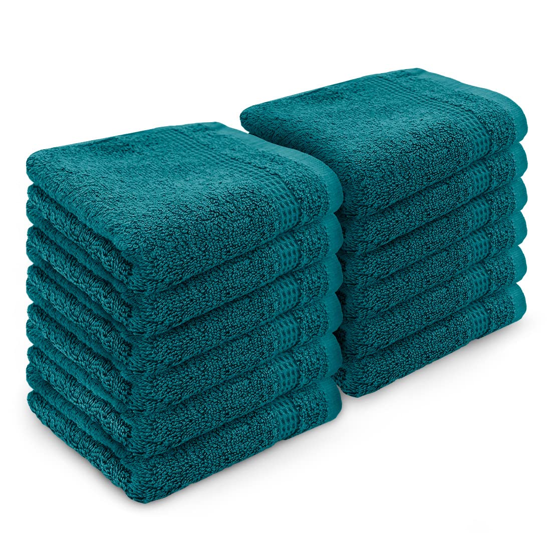 Velosso 12 Pack Premium Soft 100% Egyptian Cotton Ring Spun Soft Feel Face Cloths Flannel High Absorbent Spa, Gym, Sauna Face Towel (Ocean) โ image 1