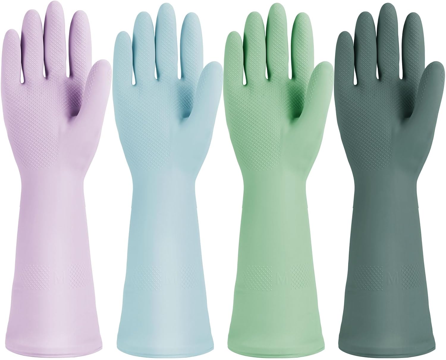 4 Pairs Rubber Kitchen Dishwashing Gloves