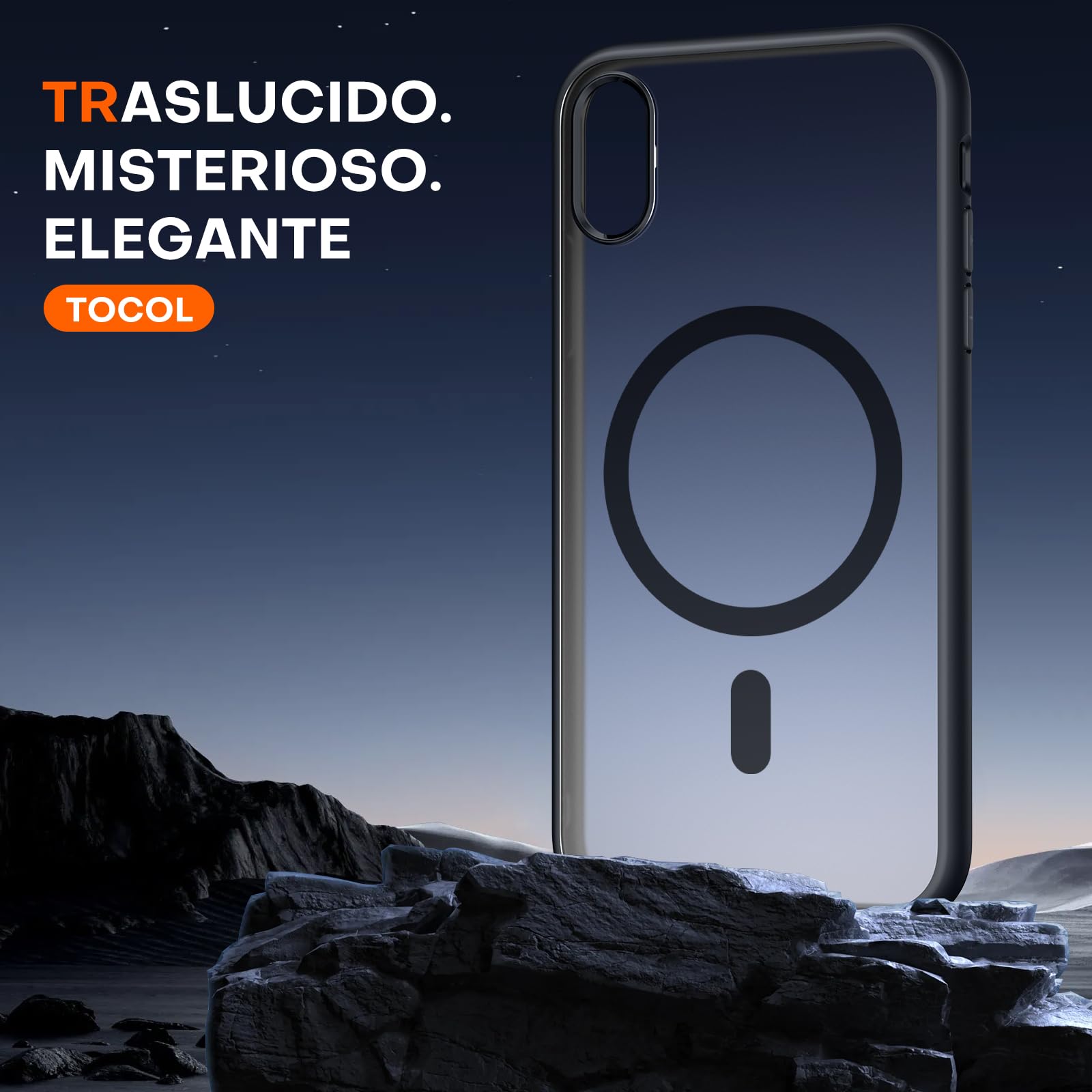 TOCOL Cover Magnetica per iPhone XR 6,1 Pollic, Compatibile con MagSafe, Custodia Antiurto Traslucida Opaca, Nero