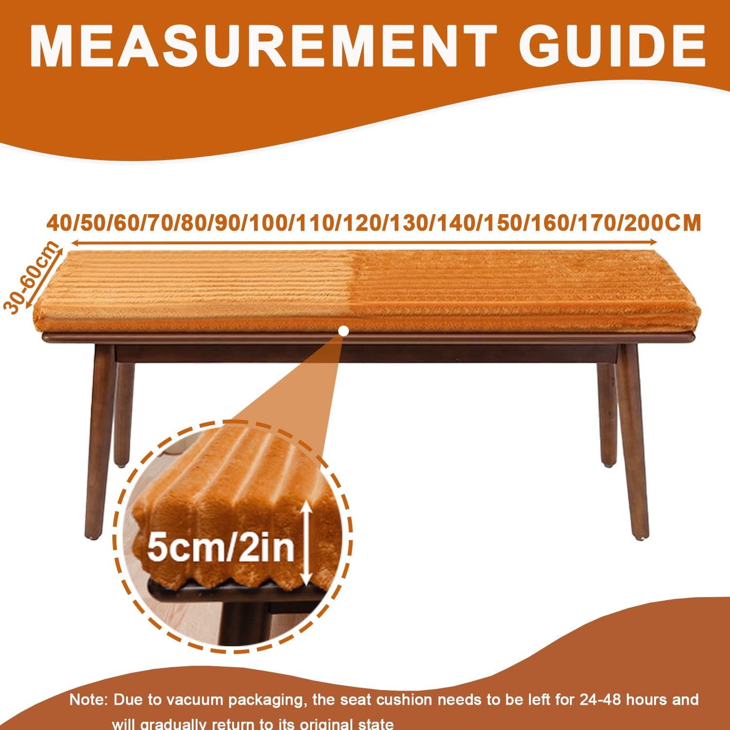 Generisch Bankauflage Sitzkissen 5 cm dick, Waschbar & rutschfest - 120x40 100x40 150x50 160x40 80x40 cm - Cord-Sitzpolster für Bank, Fensterbank, Gartenmöbel und Terrasse(Kaffee,110x45x5cm)