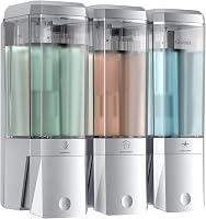 No Drill 3-Chamber Shampoo Conditioner Dispenser Wall Mounted Shower Soap Organizer 3x500ml Refillable Silver
