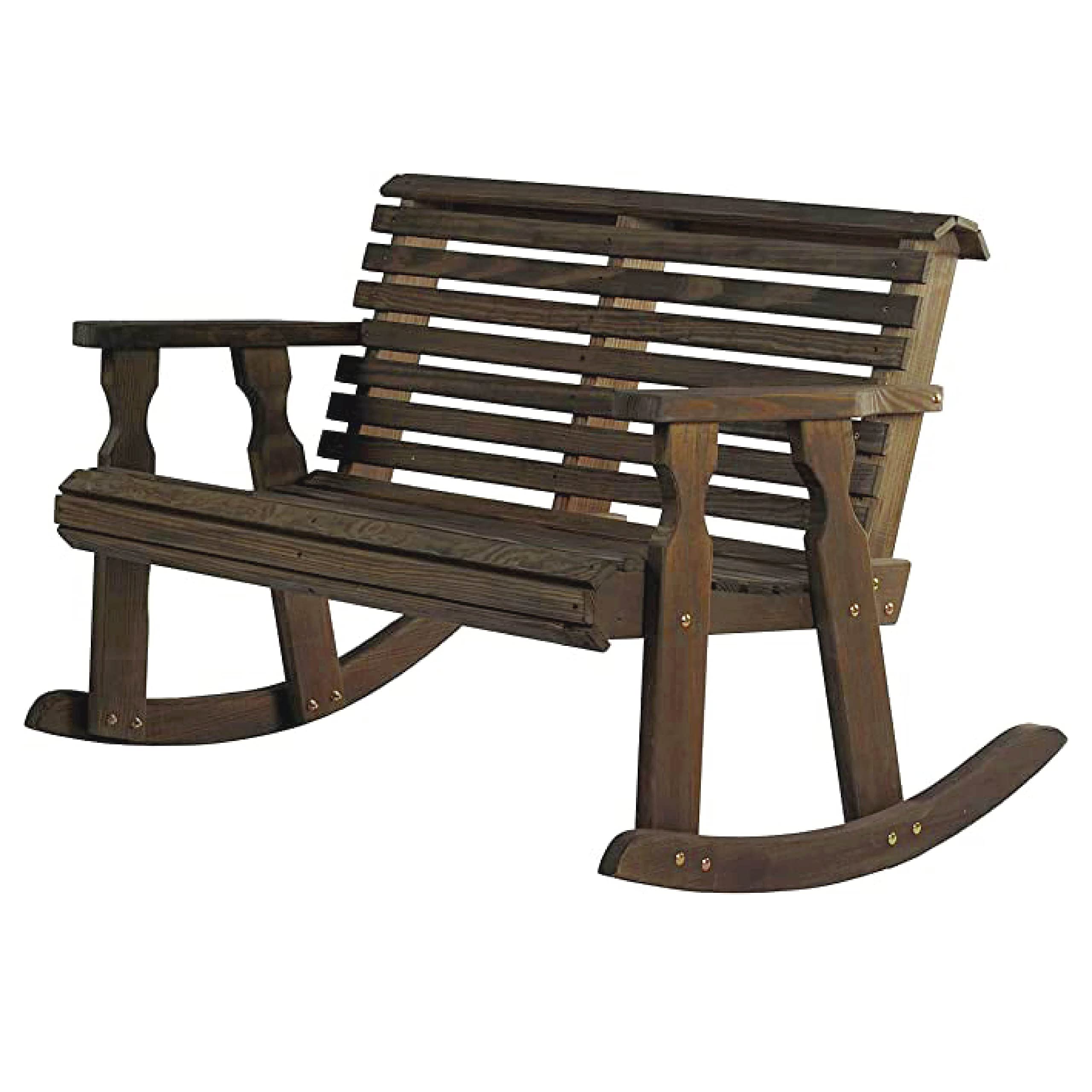 Amish Casual Heavy Duty 800 Lb Roll Back Pressure Treated Double Rocker (Dark Walnut Stain)