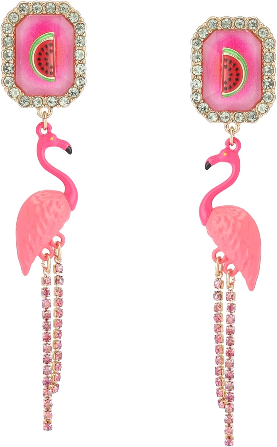 Betsey Johnson Women's Betsey's Backyard Flamingo Drop Earrings