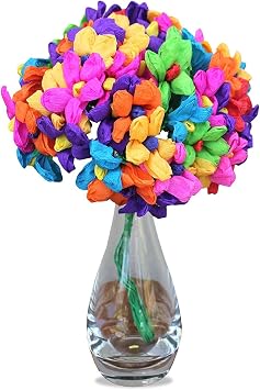 TM Mexican Fiesta Assorted Paper Flowers - Teresita Bunch of 60 Handmade Floral Decorations