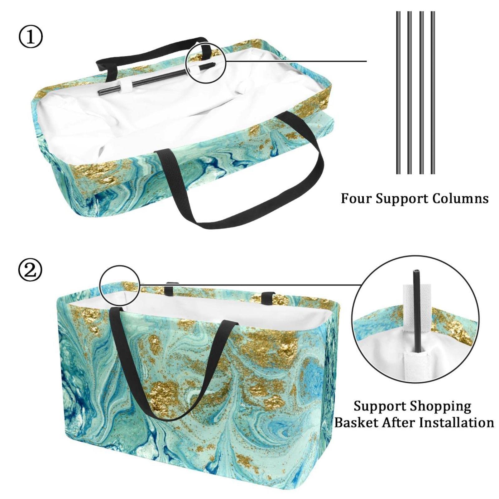 Wiederverwendbare Einkaufstasche, faltbare Einkaufstasche, Utility Shopper Tasche, waschbar, steht aufrecht für Picknick Camping – bunte helle Libellen