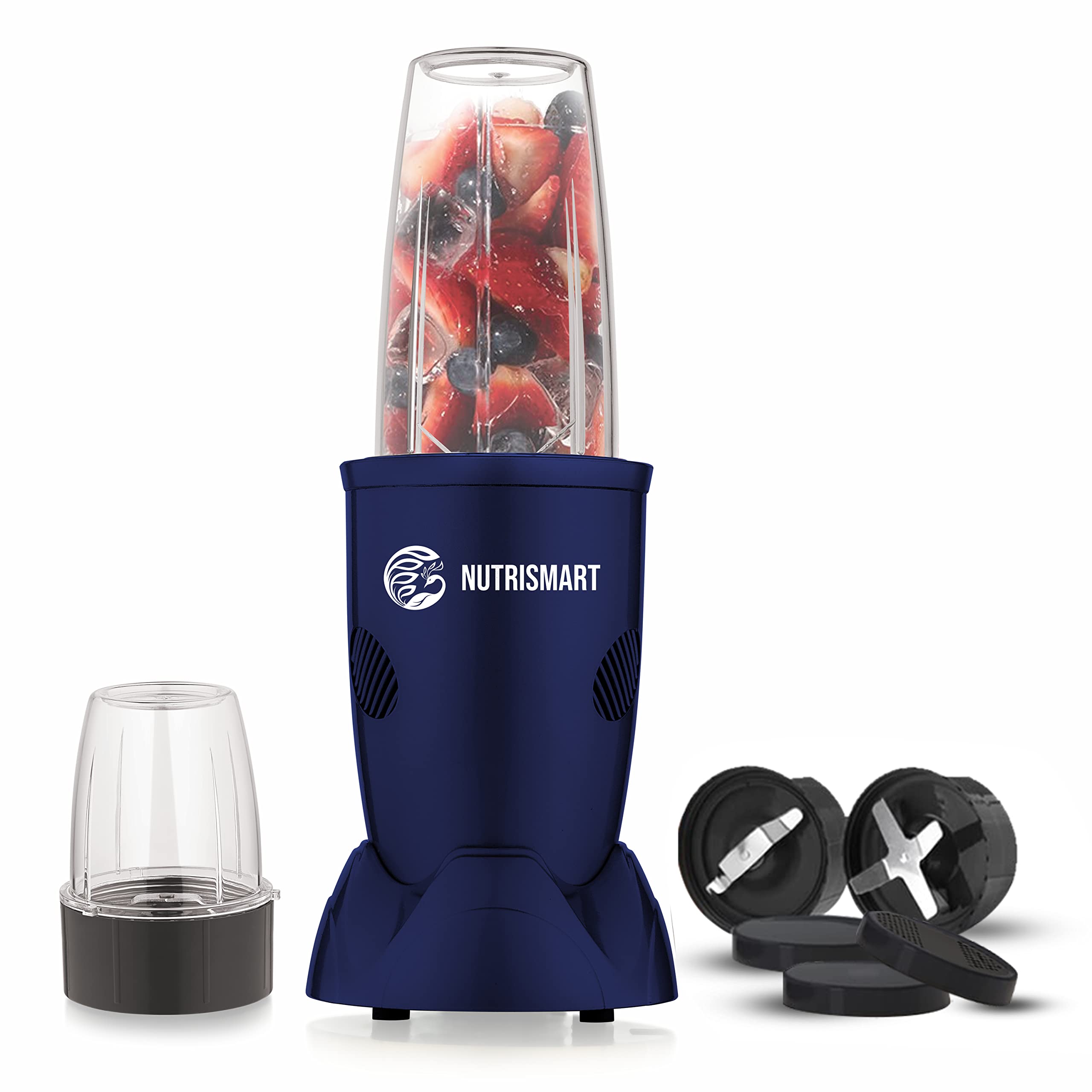 NutriSmart Multifunction Nutri-Blender, 2 Polycarbonate Jars, 500 Watts Powerful Copper Motor, 2 Stainless Steel Blade, Mixing, Grinding, Smoothies, Juicer Maker, Mate Blue