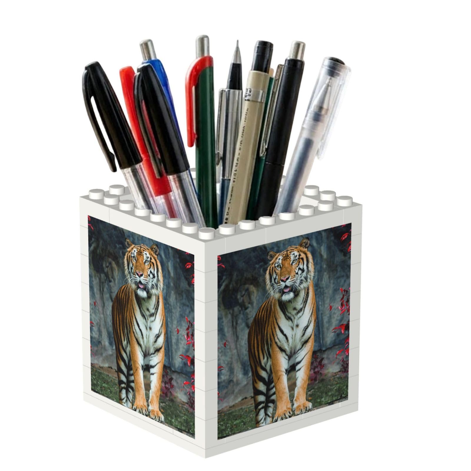 Poadnly The Tiger, Pen Pot Pencil Holder for Office Home School, Compact Desk Organiser for Office Stationery
