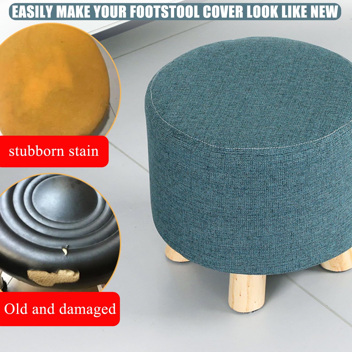 B/Beige,Square25*25 * 25cm, Cubierta Otomana Slipcover del Taburete Protector De La Cubierta del Taburete Suave con Fondo Elástico para Sala De Estar Dormitorio Cubierta del Taburete