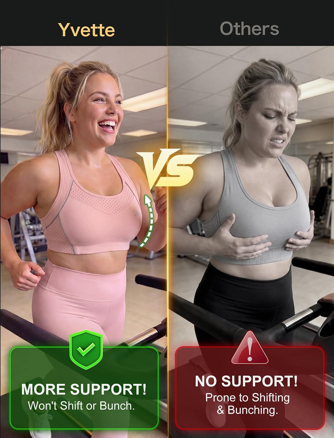 Yvette Sports Bras for Women High Impact Support Racerback Sports Bra Plus Size No Underwire for Running Workout