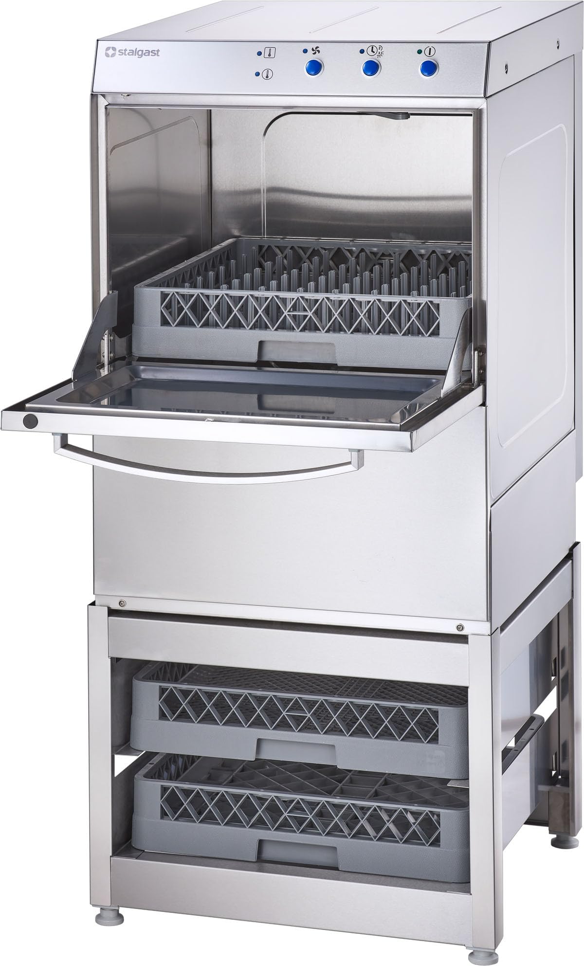 Stalgast Lave Vaisselle Universel Inox 50 x 50 cm avec Base et Doseur Détergent