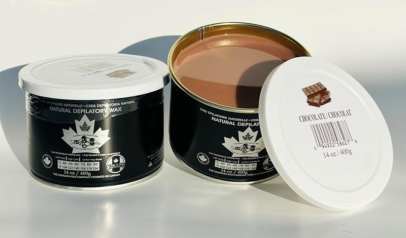 Cera depilatória macia Natural Chocolate Sharonelle para pele sensível, 396 g, pacote com 2 latas