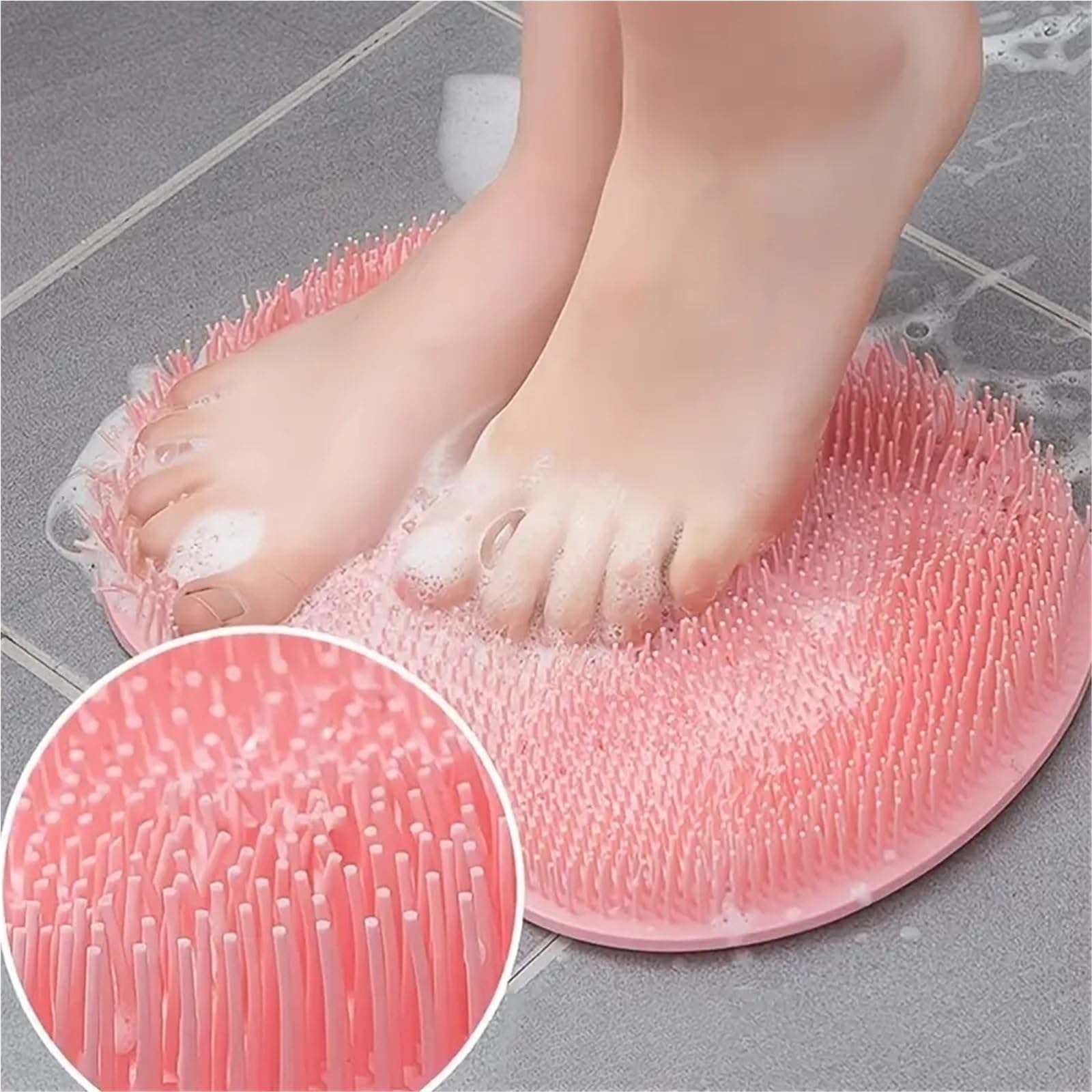 2 uds Cepillo de baño Almohadilla Exfoliante Almohadilla de Masaje de pies de Ducha Cepillo de Ventosa for Limpiar la Parte Trasera del pie Cepillo de Lavado Cuerpo de baño para Baño(Gray)