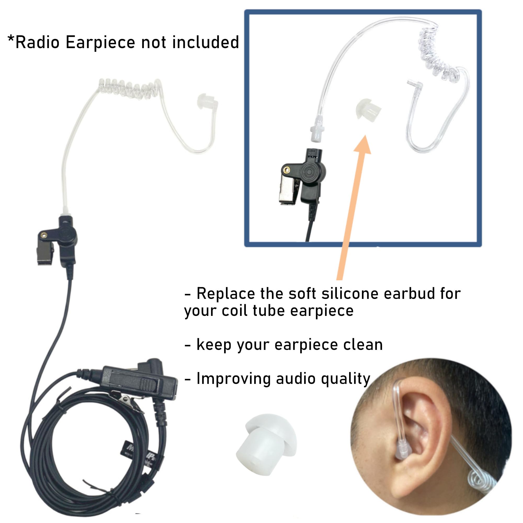 MaximalPower 4 Pezzi (2 Paia) Auricolari In Silicone Trasparente Per Radio Motorola Kenwood - Foto 4