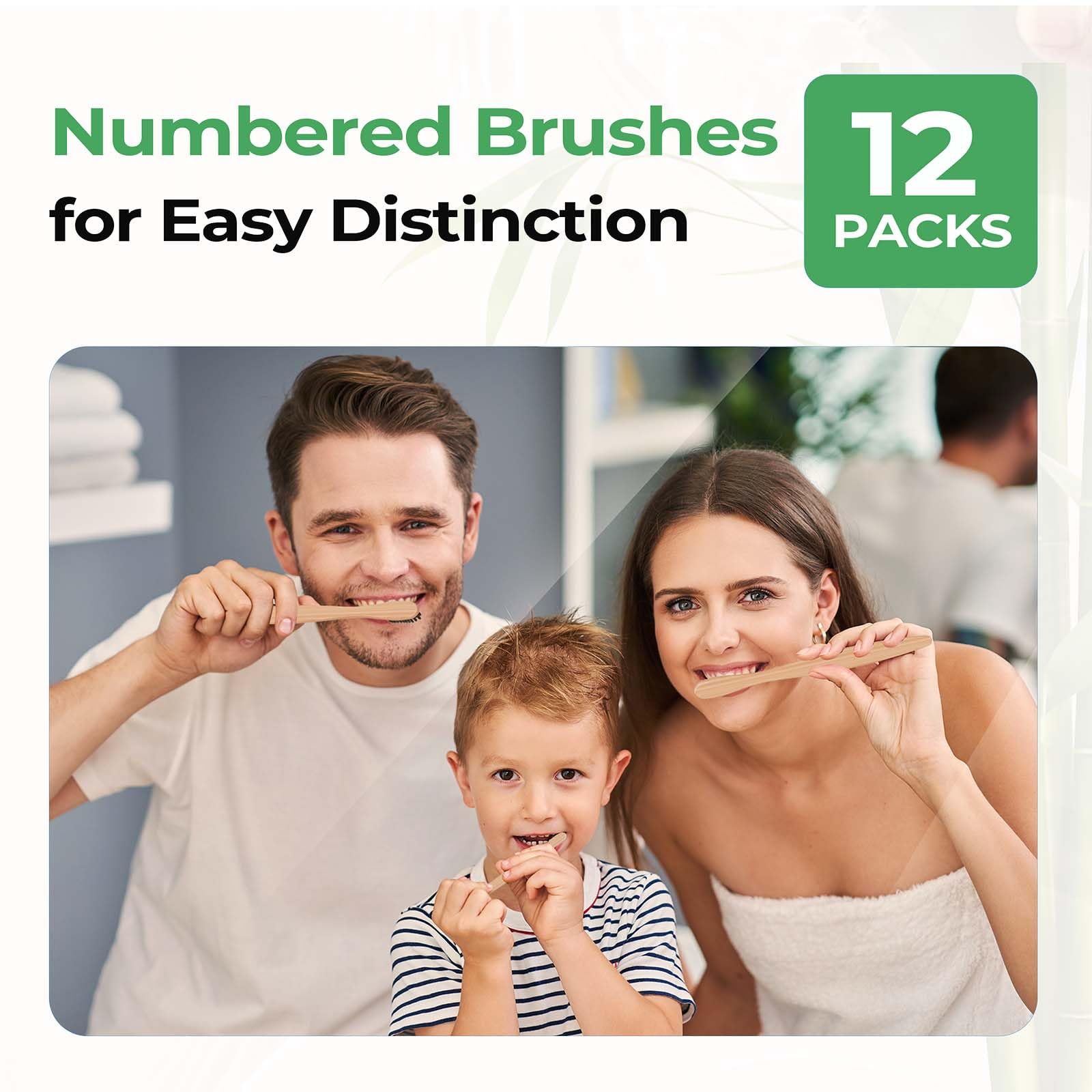 Cepillos de dientes de bambú, paquete de 12 cepillos de dientes naturales, sin BPA, cerdas suaves, cepillo de dientes ecológico de carbón para viajes 3