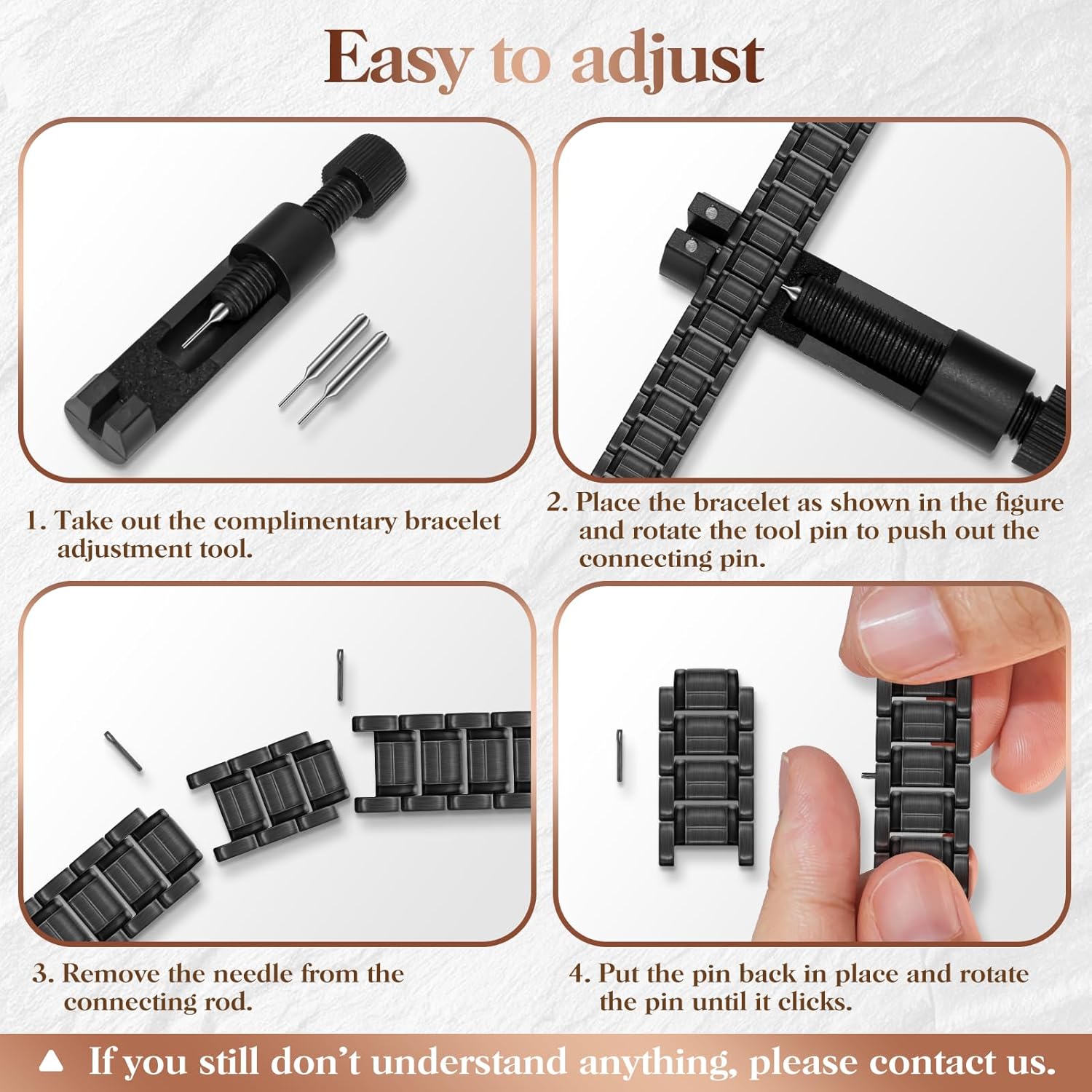 Mahnco Copper Bracelet for Men with Triple-Row Strong Magnets Magnetic Bracelets & Lymphatic Drainage Ring Set with Adjustable Sizing Tool, Magnetic Jewelry Gift (Black) - Image 6