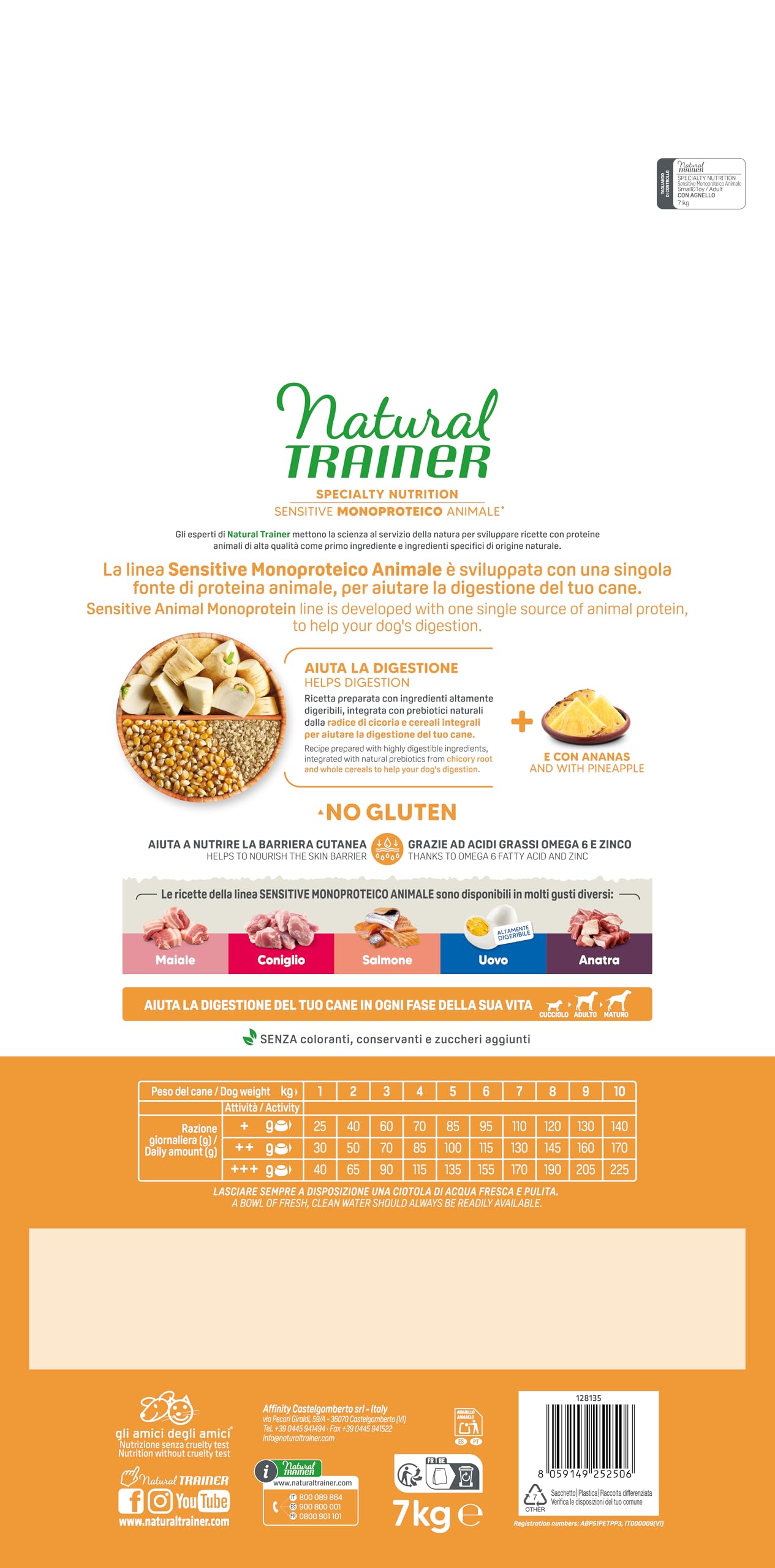 Natural Trainer Sensitive No Gluten Alimento para Perros Adultos con Cordero – 7 kg