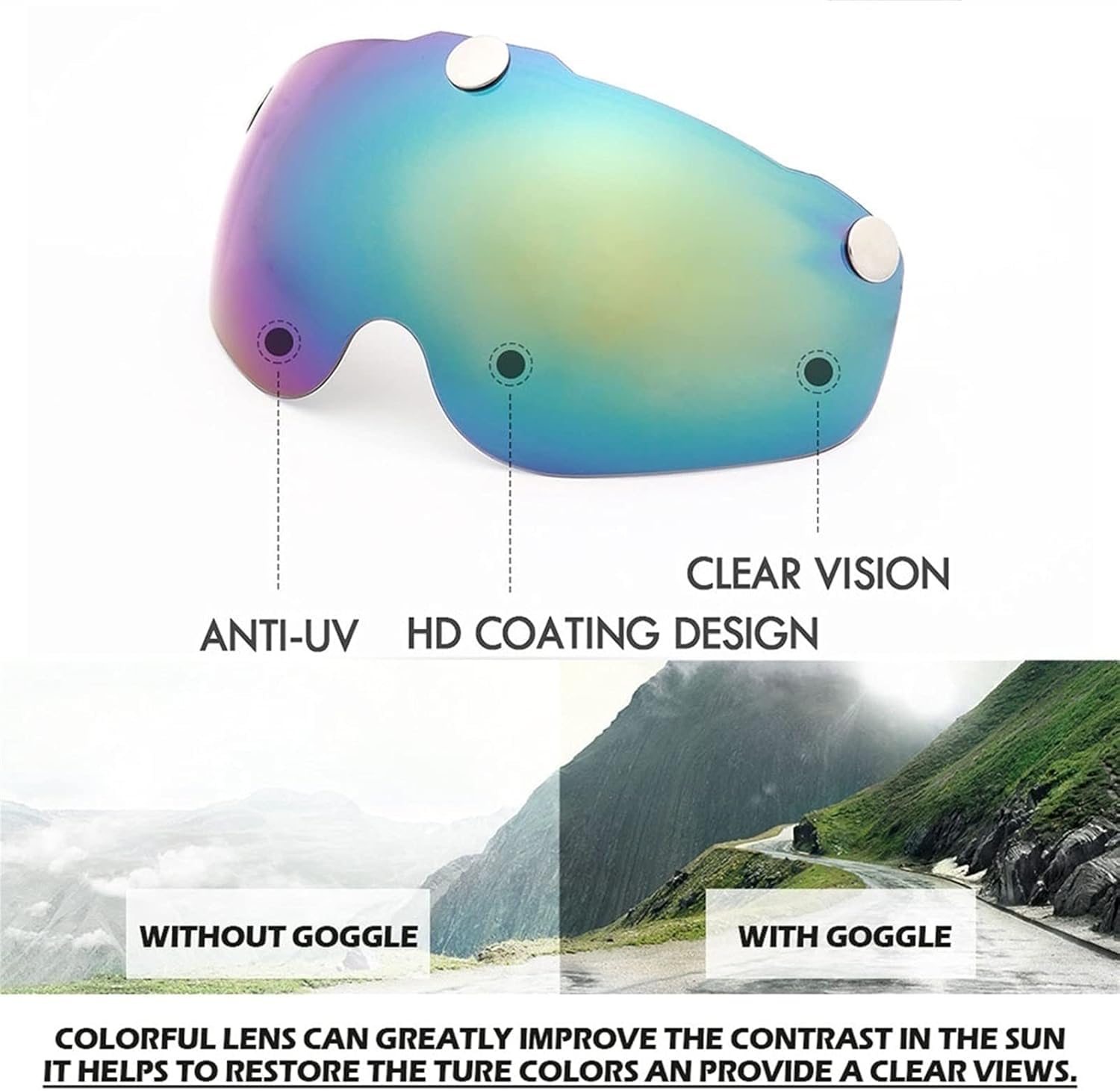Visera de casco, Lentes de repuesto for gafas protectoras, protector ocular for casco, reparación magnética, visera, lentes
