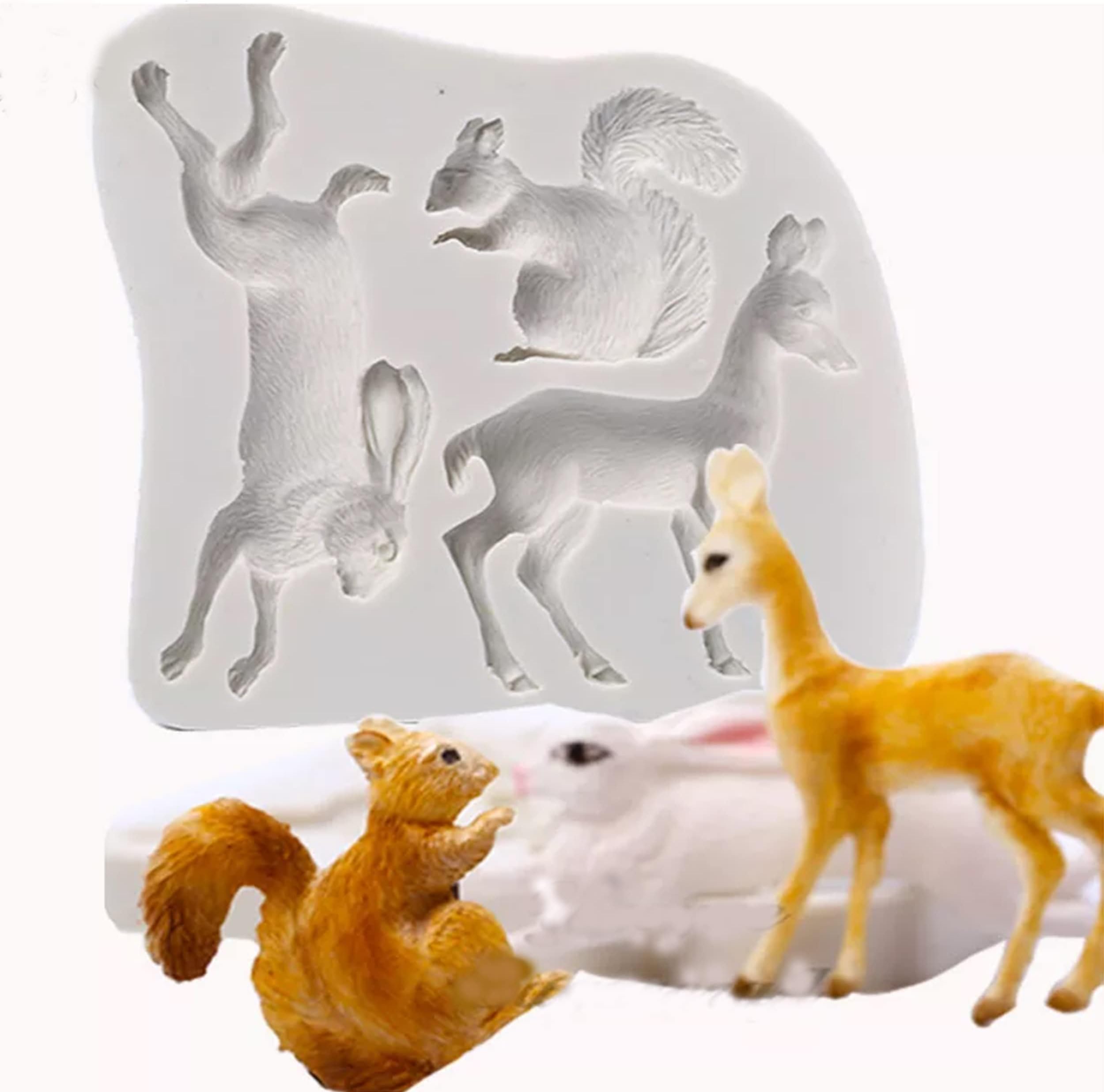 BITSKY INDIA 3D Animals Silicone Molds Squirrel Giraffe Rabbit Cupcake Topper Fondant Mold DIY Cake Decorating Tools Candy Chocolate Moulds