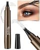 AWROSE Eyebrow Pencil, 3D Waterproof Microblading Eyebrow Pen 4 Fork Tip Tattoo Pencil, Precise Natural Magic Eye Brow Pen with Hair Like Strokes, 4 Points Multi-Used Eye Brow Pencils for WomenMen