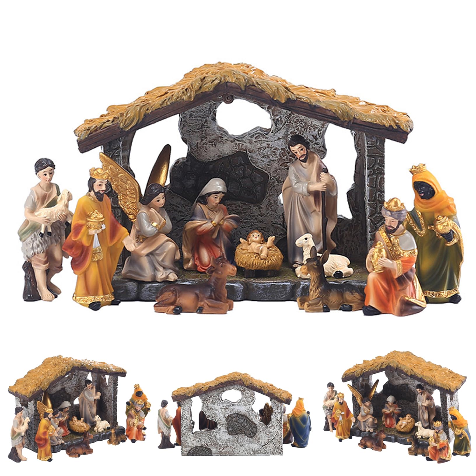 CNAFGBGG Nativity Figurines Set Christmas Mini Traditional Resin Jesus Birth Decorations 1Set.