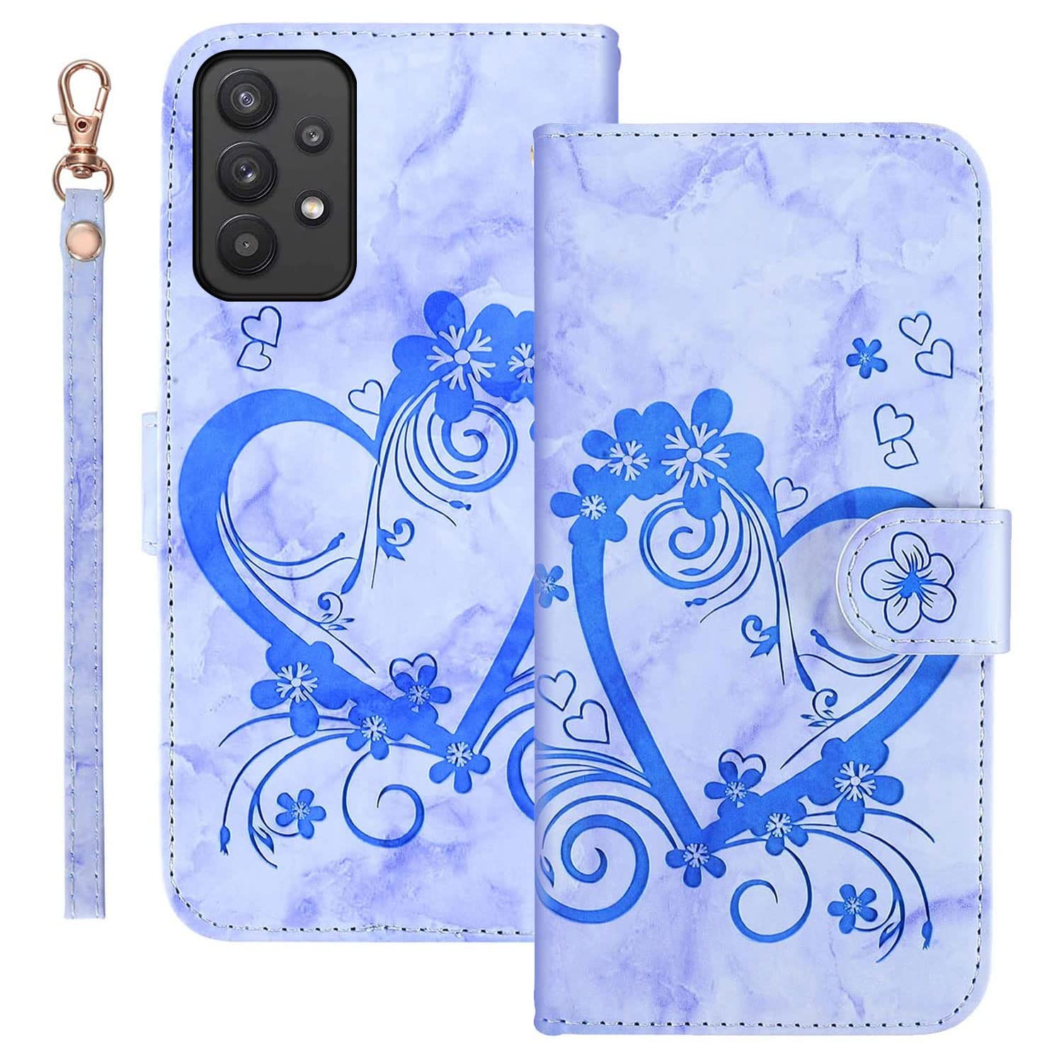 Ailisi Cover per Galaxy A52 5G/A52s 5G, Red Flip Cover Cartoon Cute Cat Custodia Protettiva Caso Libro in Pelle PU con Portafoglio, Funzione Supporto - Gatto, Rosso Scuro