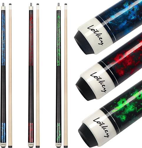 Vista 16 de LOTKEY Juego de tacos de billar profesionales de arce canadiense de 4/3/2/1-58 pulgadas, 18 ~ 21 onzas, palo de billar profesional, palo de billar