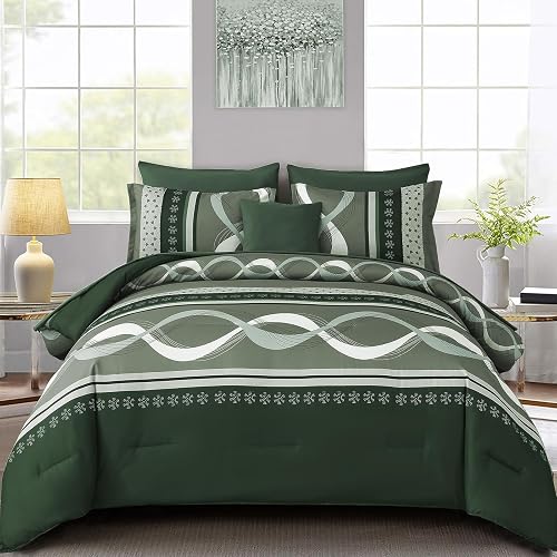 Striped Comforter Set King Size,8 Pieces Patchwork Bed in a