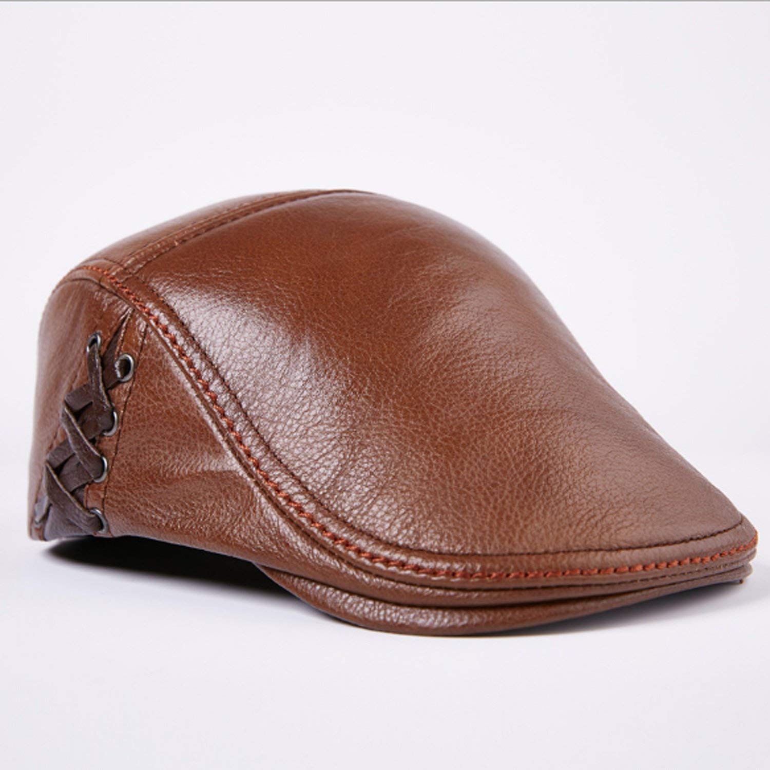 Sombrero Cuero Cuero Casquillo Casquillo Otoño Invierno Solo Gorra, Mejor Comodidad/Yellow Browm/Xx-Large