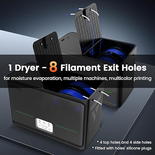Miniatura 4 de SUNLU Caja secadora oficial para filamentos de impresora 3D S4, capacidad para 4 carretes, 3 ventiladores de circulación, calentador PTC de 350W,