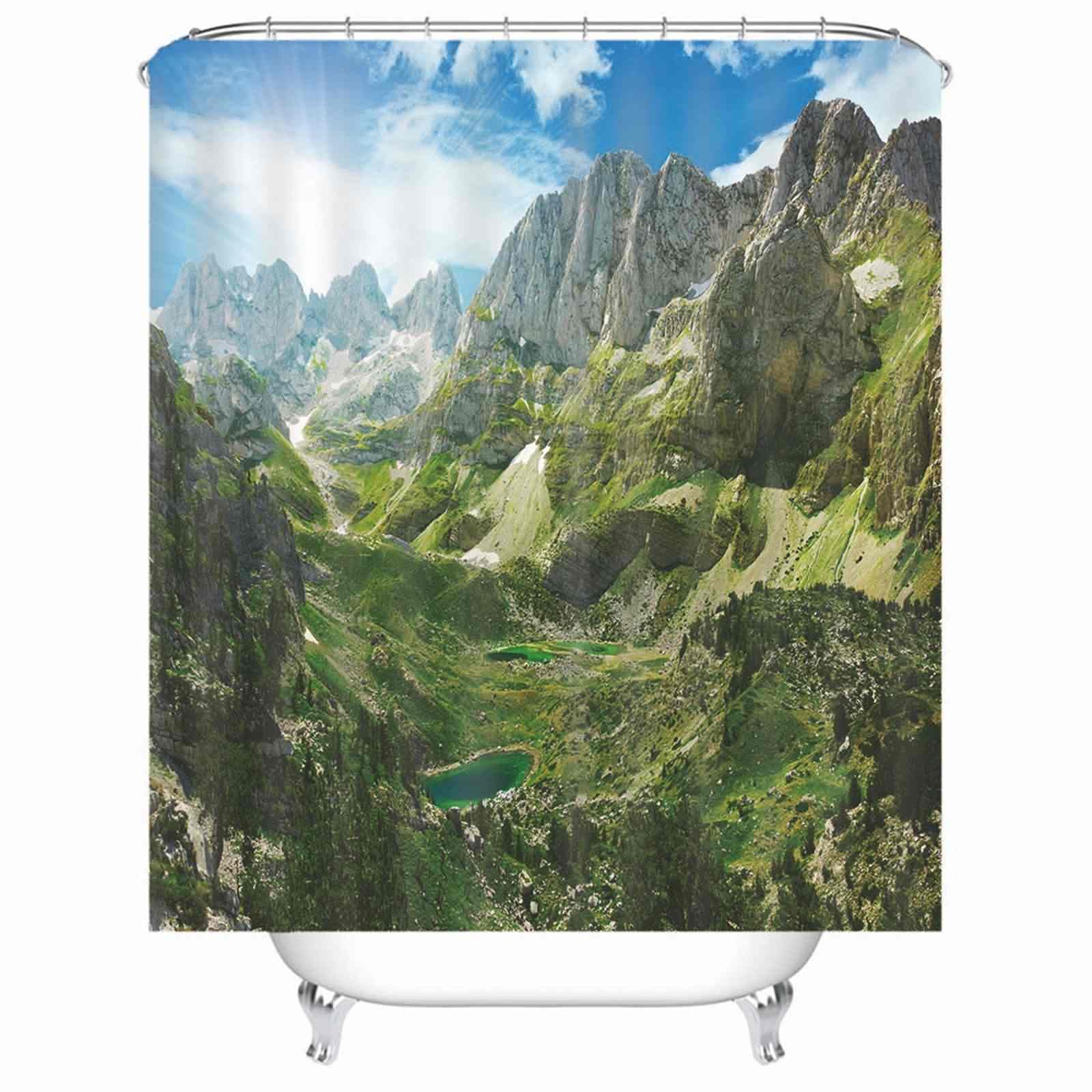 Rideau de douche imperméable anti fuite d'eau 180x180 en tissu bleu pour baignoire et douche