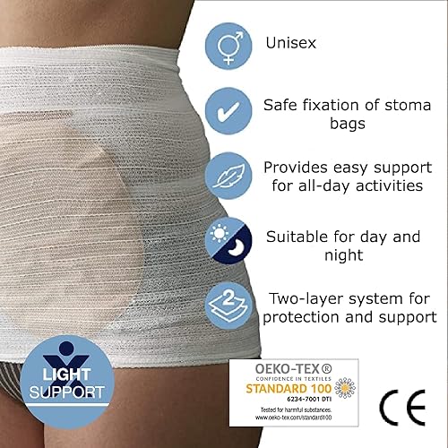 Miniatura 2 de StomaSafe Classic (paquete de 3) soporte ligero para ostomíahernia (blanco, L (41.5-51 pulgadas) por TYTEX