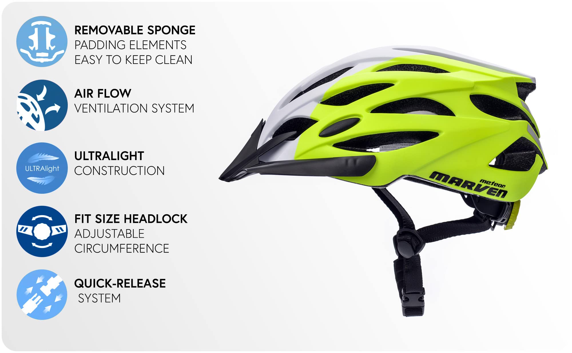 Meteor Casco Bici Ideale per Giovani e Adulti Donna e Uomo Caschi Perfetto per Downhill Enduro MTB Scooter Helmet per Tutte Le Forme di attività in Bicicletta Marven
