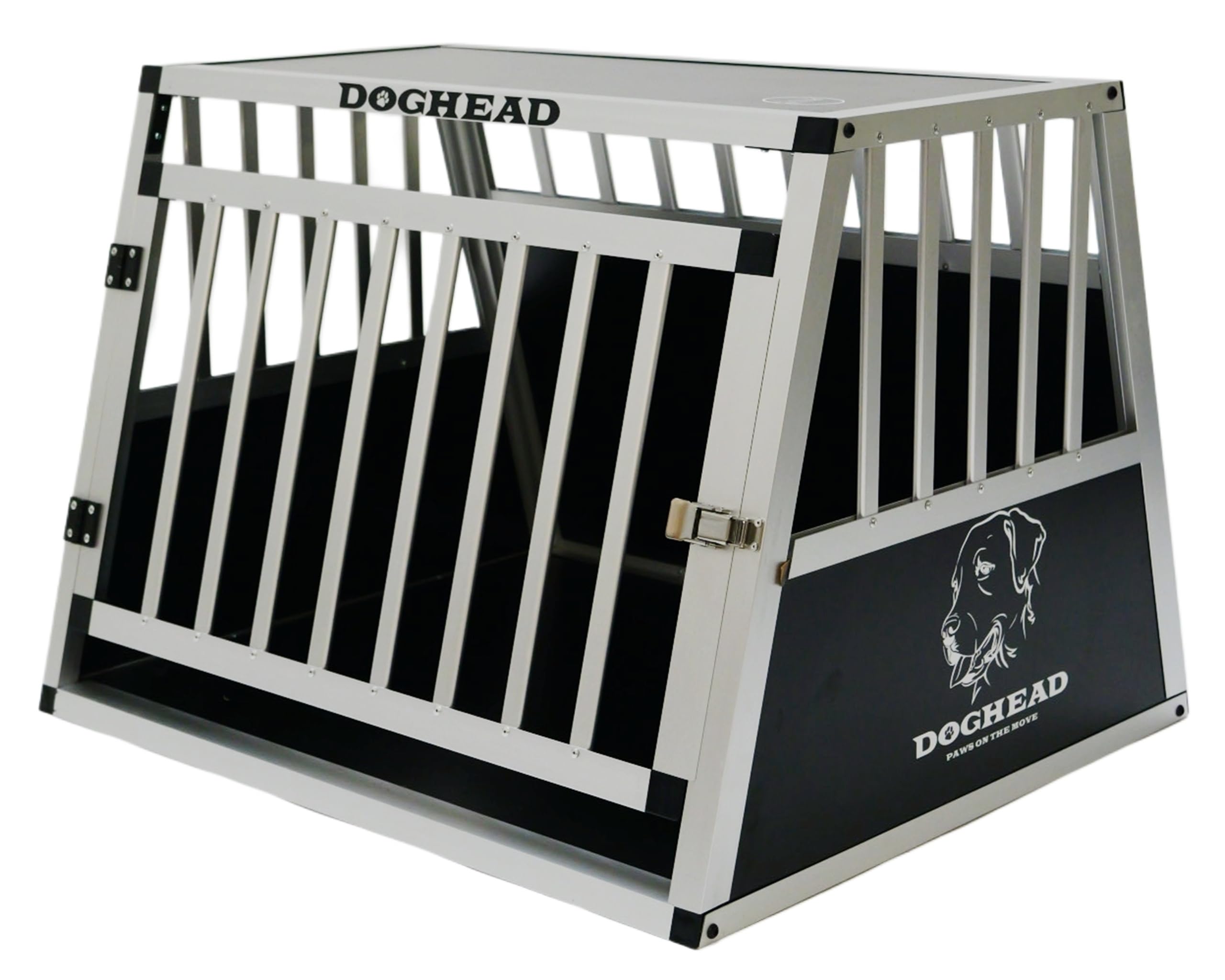 DOGHEAD Hundetransportbox Ecoline, Single 75x65x55 cm, Schwarz, Aluminium, Beidseitig Abgeschrägt 75°