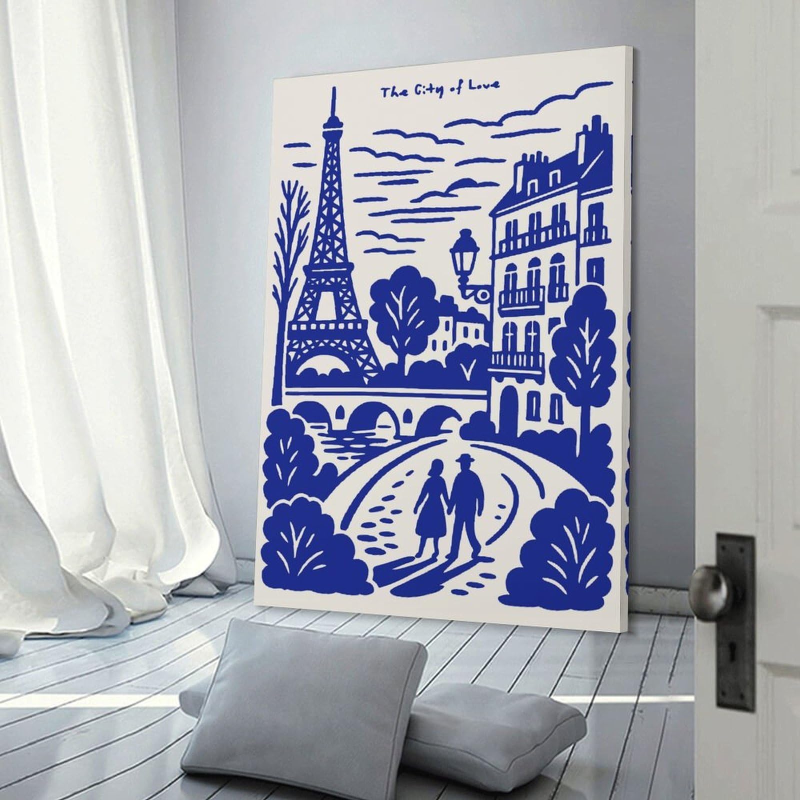 Junmoney Hanging Wall Art Paris The City of Love, 24x36inch(60x90cm), for Contemporary Homes, Apartments Or Offices, Stylish Wall Art for Fresh Spaces