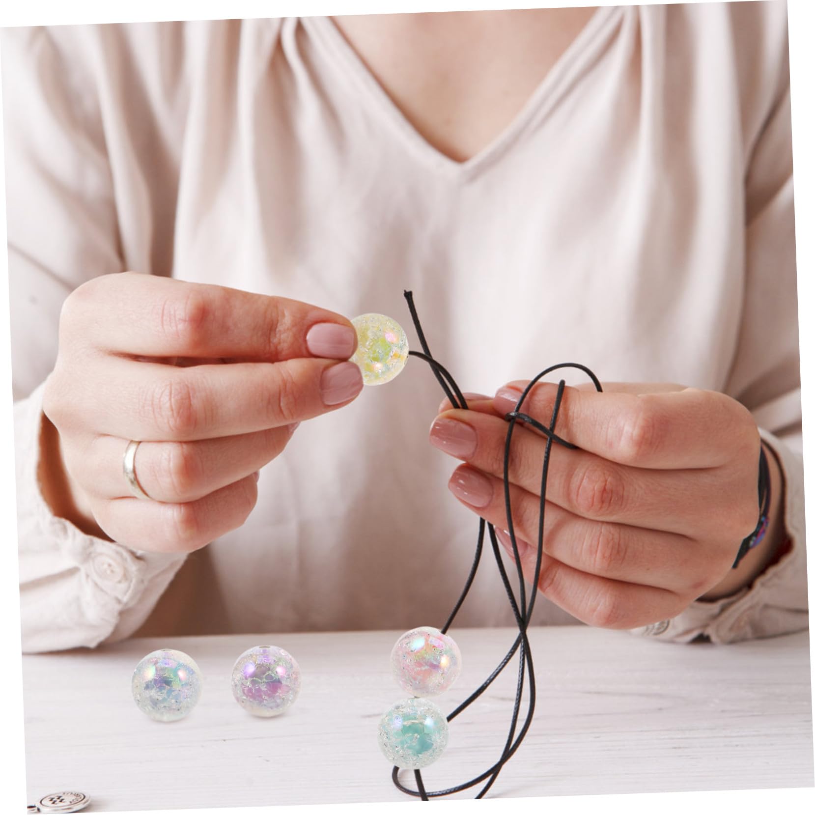 40 Piezas Cuentas Hechas Mano Redondas de Acrílicas para Bricolaje Cuentas Transparentes para Manualidades Decorativas para Hacer Tú Mismo Joyería Suministros para Hacer Pulseras