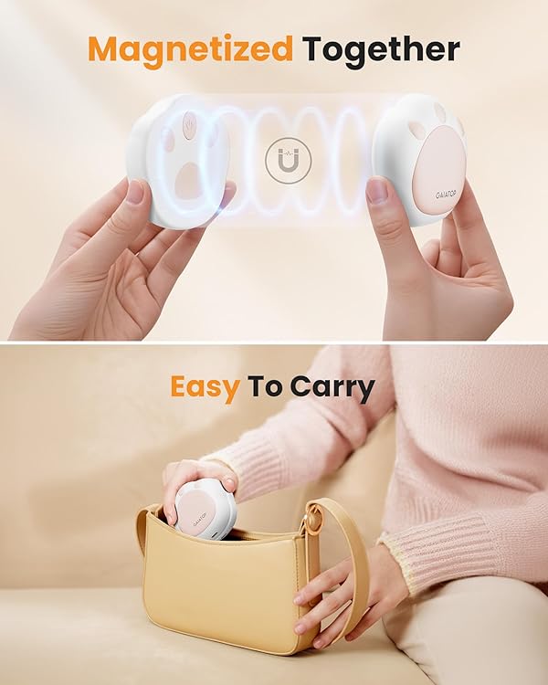 Gaiatop Hand Warmers Rechargeable, 2 Pack Cute Cat Paw Design 3 Levels Magnetic Electric Pocket Heater, Reusable Portable Hot Hands Stocking Stuffers Gifts for Women Men Cat Lover by Gaiatop - Image 4