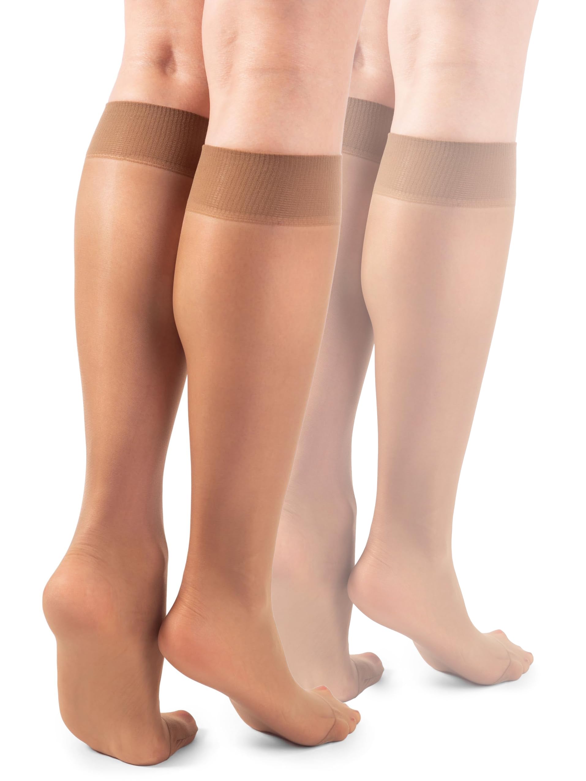 Lores Women's Bronzo Basic Knee High Socks 15 Den High Pop Matt Semi-Sheer Tights 2 Pairs Natalie,